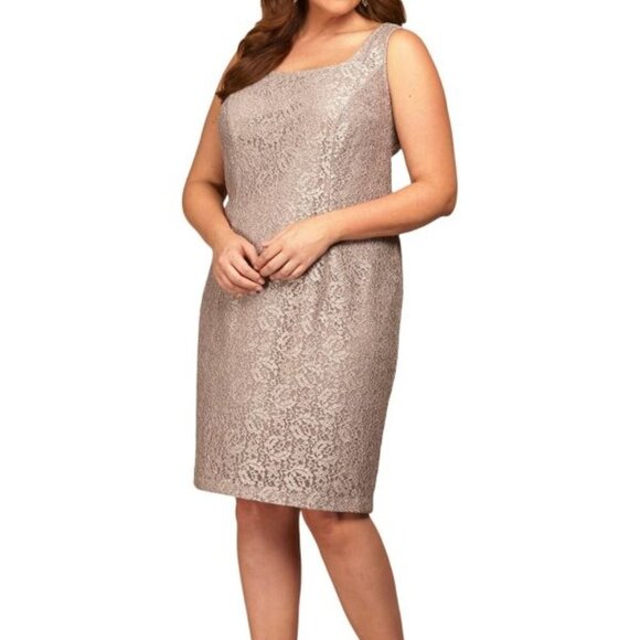 Alex Evenings Dress And Jacket Set Womens 24W Antique Nickel Lace 2-Piece Set - Picture 2 of 16